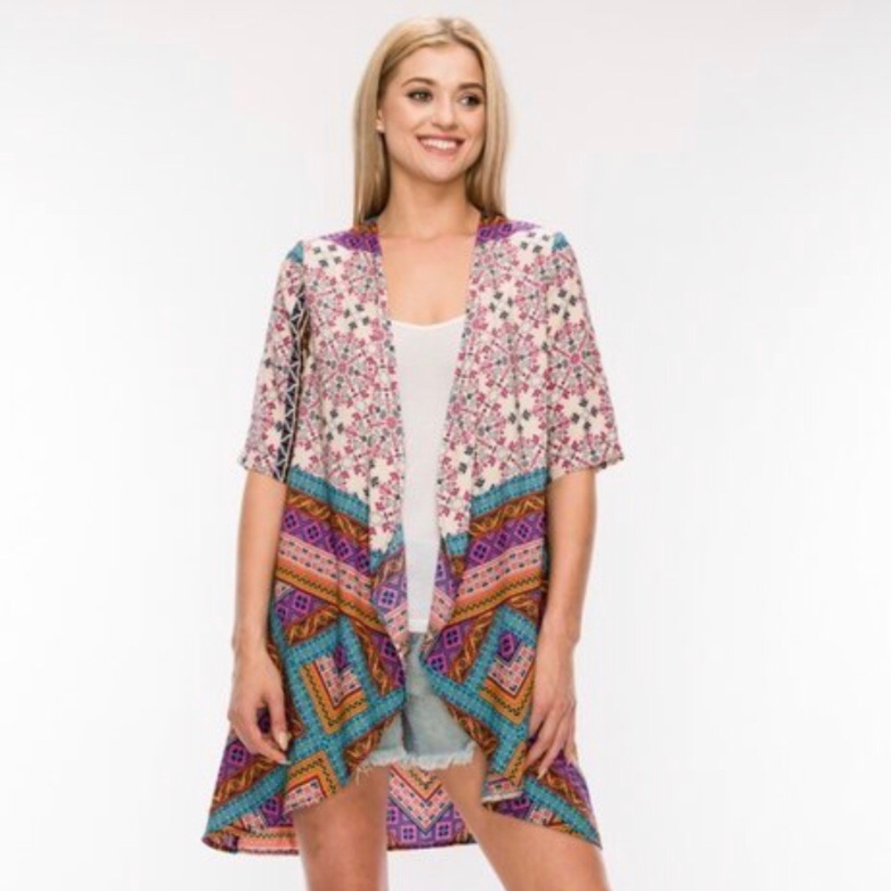 Magenta Sunrise print kimono